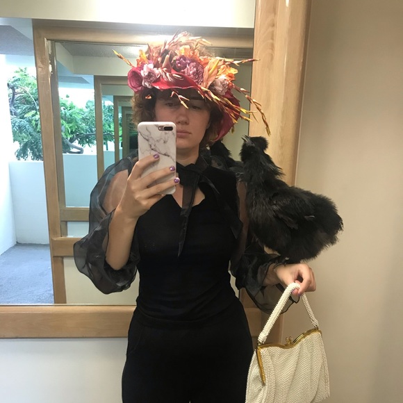 Organza Puff Sleeve Front Tie Top - Picture 4 of 4